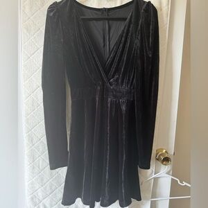 Black velvet long sleeve dress